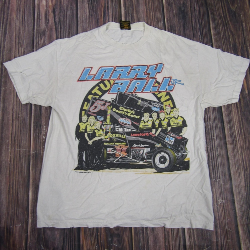 Vintage Larry Ball Jr Shirt Mens XL Racing Sprint Car 5J Knoxville 2001 Tee 2000